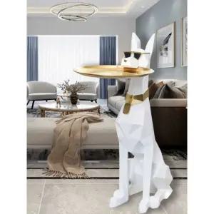 도베르만 조각상 74cm 테이블 장식품 거실 화이트 선반 협탁 백금