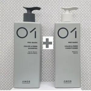 아모스 프로 베이직 칼라 앤 펌 샴푸 1000ml + 컨디셔너 1000ml