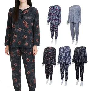 따뜻한 피치기모 시보리 플라워 상하세트 여성 빅사이즈 홈웨어 파자마