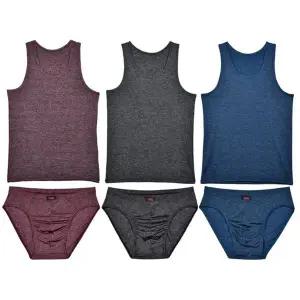 부드러운 심플 남성 런닝삼각팬티 세트 3매 상하세트