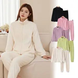 여자 수면잠옷 극세사 홈웨어 밍크수면바지 후리스 잠옷세트 잠옷 극세사파자마 여성 밍크 홈웨어 바지 겨