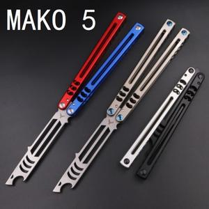 Mako V5 병 Balisong 트레이너 7075 부싱 구조가있는 Alumimum 핸들 마그네틱 방어 나비 훈련 칼