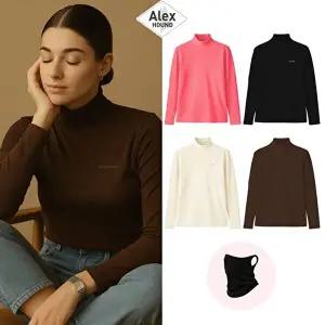 [알렉스하운드]25FW 여성 더블 기모 모크넥 4종+ 넥워머 1종