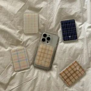 메이드모먼 crayon check 디자인 맥세이프 투명 카드지갑