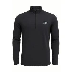 NB 뉴발란스 히트 트레이닝 드라이 기능성 흡습건속 러닝 런닝 아노락 반집업 긴팔 멜란지블랙 MT41915-BK