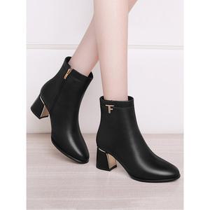 발목 덮는 면화 미들 발목덮는 중년 털부츠 가죽