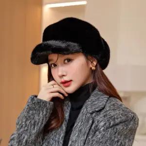 밍크 페이크 퍼 겨울 여성 골프 모자 Duck