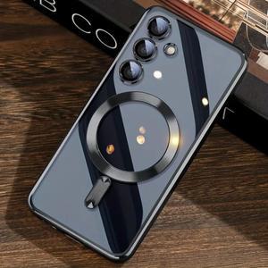 갤럭시 S25 S24 S23 S22 S21 S20 울트라 플러스 FE S24Ultra Note 10 Magsafe 충전 커버 용 투명 TPU 케이