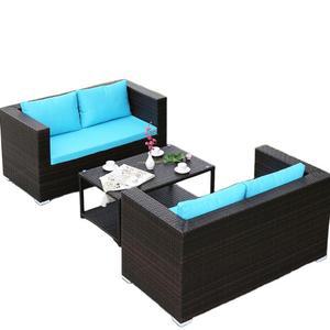 라탄 등나무 야외쇼파 테이블 블루 더블 더블 발코니 세트 카페 테이블 세트A 정원