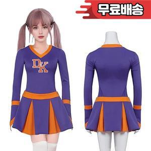 Megan Fox Jennifers Body 보라색 고등학교 치어 리더 의상 Check 유니폼 소녀 경쟁 스커트 세트