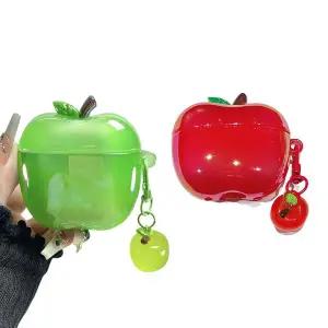 [유니커블]에어팟 케이스 유니크 커플 사과 이어폰 실리콘 커버 파우치 키링 고리 에어팟 1 2 3 4 프로