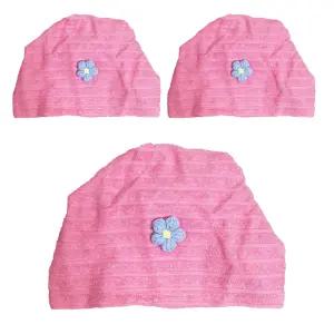 국산 꽃면 사우나모자 헤어캡 핑크 x 3개 안감 이중망사 찜질방 한증막 목욕탕 샤워캡 머리 두건 면모자 샤워실 샤워장 세면