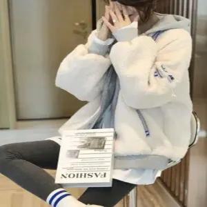 J2K 레이어드 뽀글이 후드 점퍼 플리스 후리스 집업