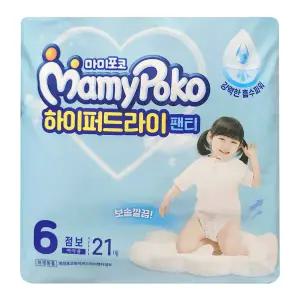 마미포코 하이퍼드라이 팬티 기저귀 6단계 팬티형 점보형 여아용 21매