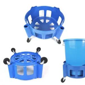 파란 플라스틱청소통 세척통 110리터용 바퀴카트 원형