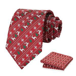 남성용 쿠엘레 크리스마스 넥타이 - 빨간색과 초록색 홀리데이 넥타이, 눈송이