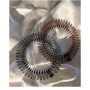 6Pcs 여성 플라스틱 전체 원형 스트레치 유연한 빗 치아 머리띠 헤어 밴드 클립 페이스 워시 고정 액세서리