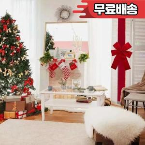 크리스마스 대형 빨간색 오간자 리본 현관문 장식 DIY 선물 기성품 웨딩 새해