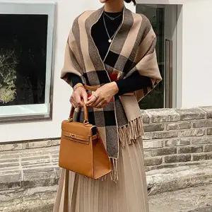 [루미루나]멋스러운체크소매숄