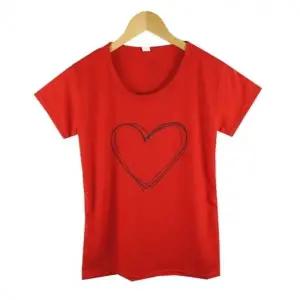 032 하트 여성용 여름 라운드 티셔츠