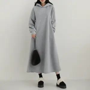 몬테 기모 나그랑 플레어 후드 롱 원피스_BDOP116