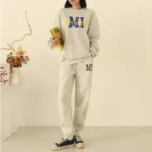 판체 기모 미시간 맨투맨 + 조거 팬츠 세트_BDOP105