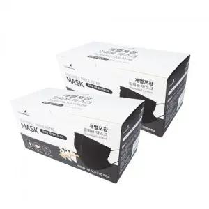 마스크 더웰 개별포장 일회용마스크(50P 성인용) 블랙-2개 성인마스크_23465210
