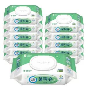 깨끗한나라 물티슈 퓨어 그린 캡형 100매 12팩