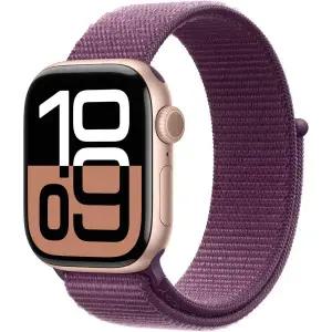 Apple 리퍼제품 Watch 시리즈 10 [GPS + 셀룰러 46mm] - 플럼 스포츠 루프가 있는 로즈 골드 알루미늄 케이