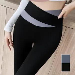 [아우트]크로스 레깅스 배색 밴딩 슬림 9부