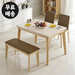 [벤티스가구]슈 대리석 고무나무 원목 4인용 벤치 식탁세트 의자 주방 4인 식탁 포세린 수입 고급