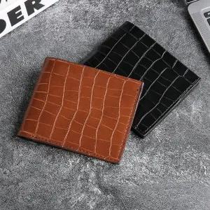 [벨가] 반지갑 심플 블랙 브라운 악어 무늬 pu 지갑