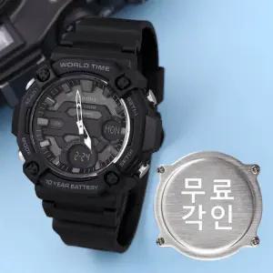 무료각인 카시오 AEQ-120W-1B 라지사이즈 아나디지 텔레메모 스포츠 남자 우레탄 시계