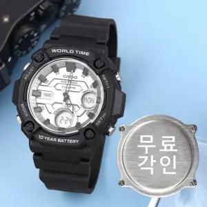 무료각인 카시오 AEQ-120W-7A 라지사이즈 아나디지 텔레메모 스포츠 남자 우레탄 시계