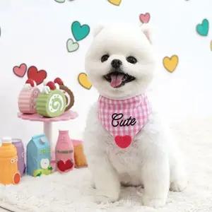 큐티 핑크 하트 체크 강아지 턱받이 케이프 X2개 (WE51CCC)