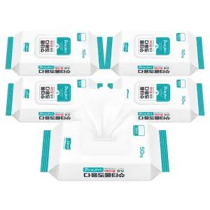 300x200사이즈 베이킹소다,구연산,에탄올 함유 다용도 멀티 물티슈 50매x5팩/10팩 캡형