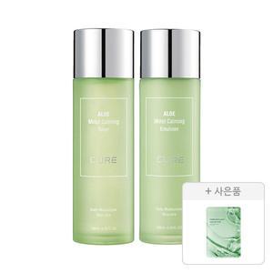 김정문알로에 큐어 모이스트 카밍 기획구성, 1개(토너 130ml, 1개+에멀젼 130ml, 1개)+증정(리알로에 피토 그린 앰플 마스크 30ml, 1매)