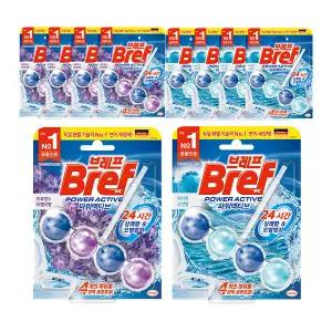 브레프 파워액티브 걸이형 변기세정제, 라벤더, 5개 + 오션, 5개