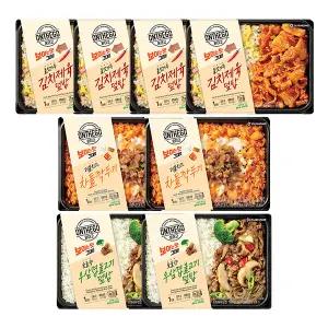 온더고 김치제육덮밥 290g, 4개 + 더블치즈 차돌깍두기 300g, 2개 + 우삼겹불고기덮밥 290g, 2개