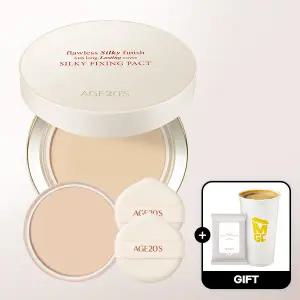 (40%+7%묶음할인/커피쿠폰+클렌징티슈)에이지투웨니스 실키 픽싱 팩트 본품+리필