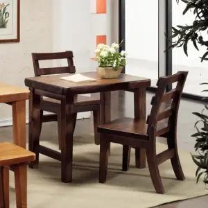 소나무 통원목 2인용식탁 (등받이의자2개)