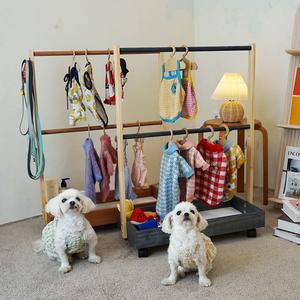 2단 애견행거 애견옷장 원목행거