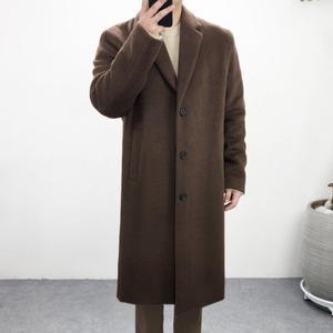 [엠클로]남자 겨울 알파카 경량 안감 퀄팅 싱글 롱코트 2컬러