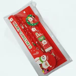 지퍼백성탄문구세트/산타 크리스마스 유치원 초등학생 어린이 문구 학용품 선물 파티