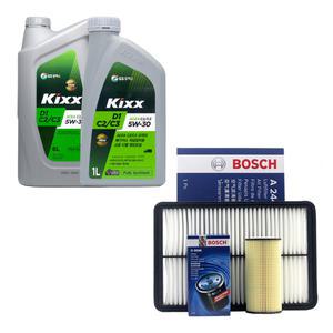 싼타페DM 디젤 엔진오일 킥스 D1 5W30 7리터 보쉬 오일필터 에어필터 세트