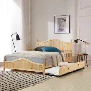 로렌  네추럴) 원목 3인용 퀸 이단 초등 학생 어린이 슬라이딩 침대