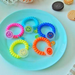 [아트박스]/올패턴 무광 네온 스마일 스프링 머리끈