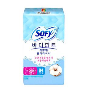 쏘피 바디피트 천연코튼 팬티라이너 일반 무향 84개입 x1개 생리대 여성용품