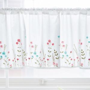 [텐바이텐]플라워가든 자수 주방 바란스 커튼 미니광목 가리개커튼