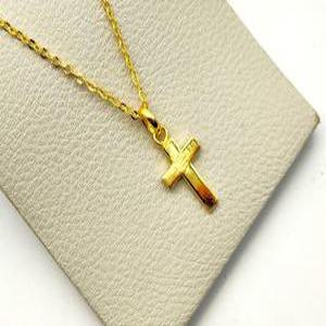 24K 순금 7.5g(2) 스몰 십자가 펜던트 목걸이(18K 연결고리 장식)